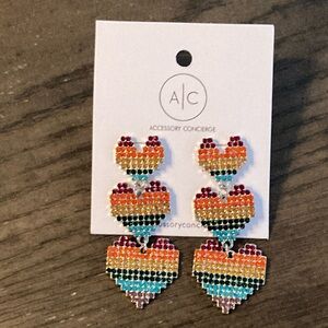 A/C Rainbow bling Heart Earrings